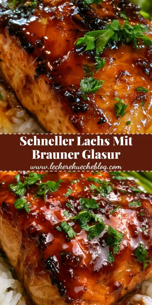 Nahaufnahme eines perfekt gegarten Lachsfilets mit glänzender brauner Zucker-Soja-Glasur auf Jasminreis. (lachs mit glasur)