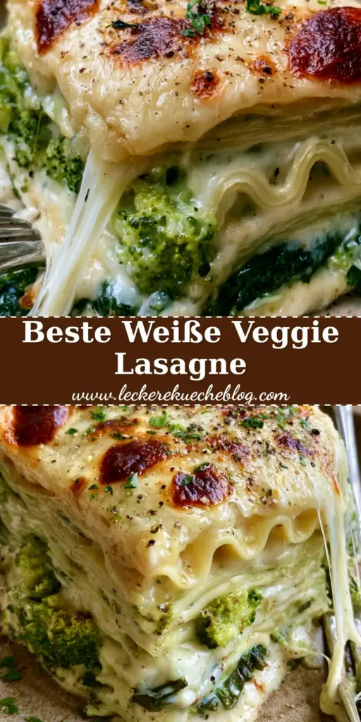 Weiße Lasagne: Das ultimative Rezept für cremigen Brokkoli-Spinat-Genuss 4 Ein hohes Stück weiße Lasagne mit sichtbaren Schichten aus Nudeln, Brokkoli und Spinat auf einem rustikalen Teller. (weiße lasagne)