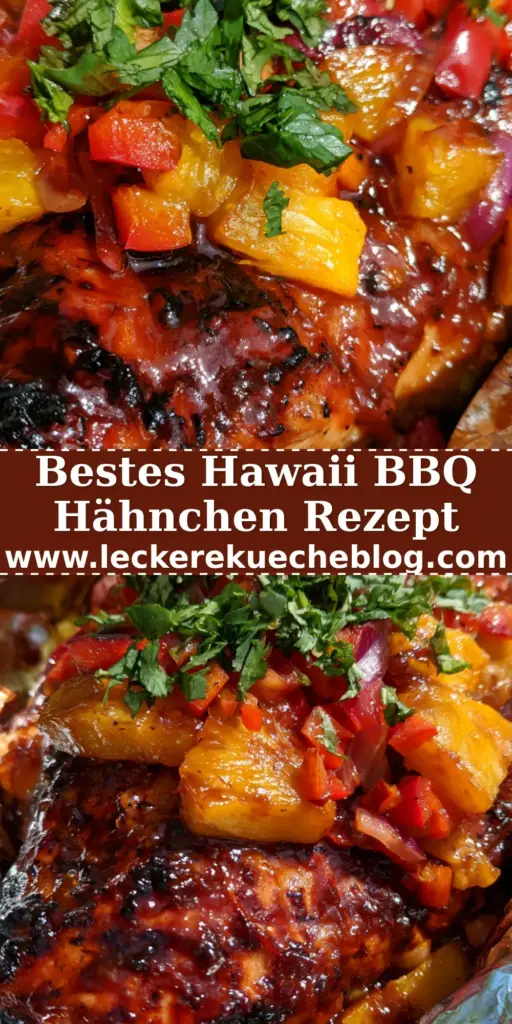 Hawaii BBQ Hähnchen: Das saftigste Grillrezept mit Ananas aus der Folie 4 Nahaufnahme eines dampfenden Hawaii BBQ Hähnchen in Alufolie mit karamellisierter Sauce und Ananas auf einem Holztisch.