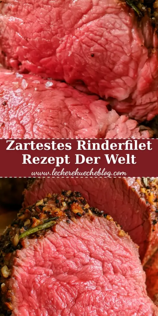 Nahaufnahme einer dicken Scheibe Rinderfilet medium-rare auf einem Holzbrett mit Knoblauch-Kräuter-Kruste. (rinderfilet)