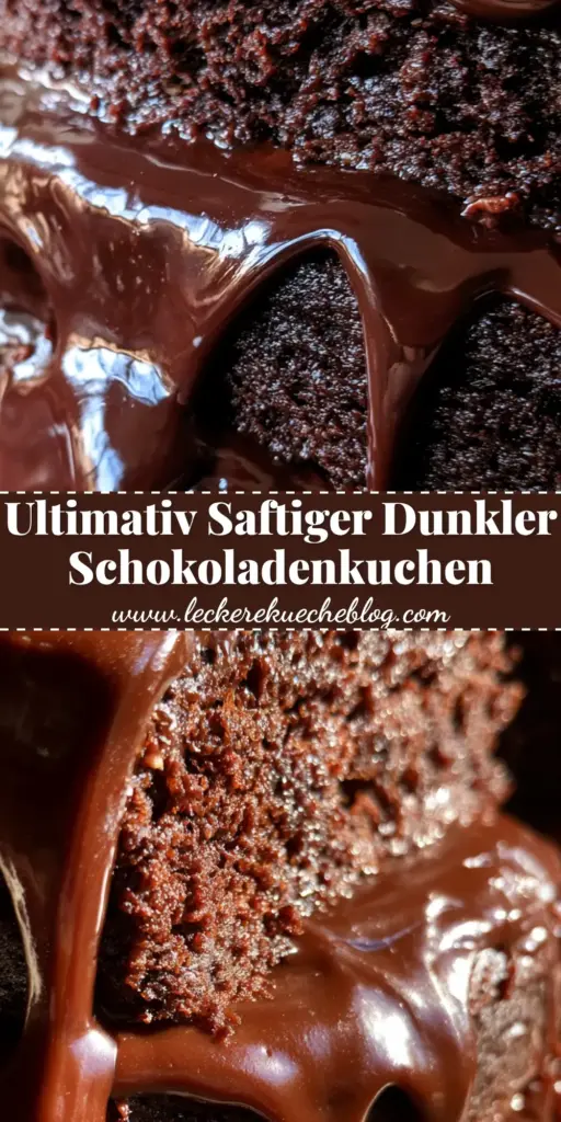 Dramatische Nahaufnahme eines dreischichtigen Mount Doom Schokokuchen mit glänzender Ganache und Meersalz.