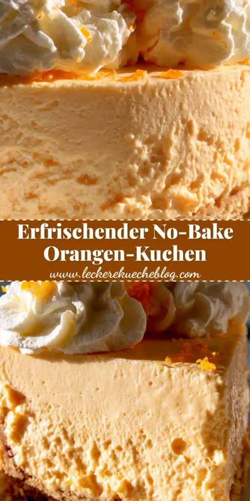 Ein Anschnitt eines Orangen-Creamsicle-Kuchens mit dickem Keksboden und hohen Sahnewolken auf einem weißen Teller. (orangen-creamsicle-kuchen)
