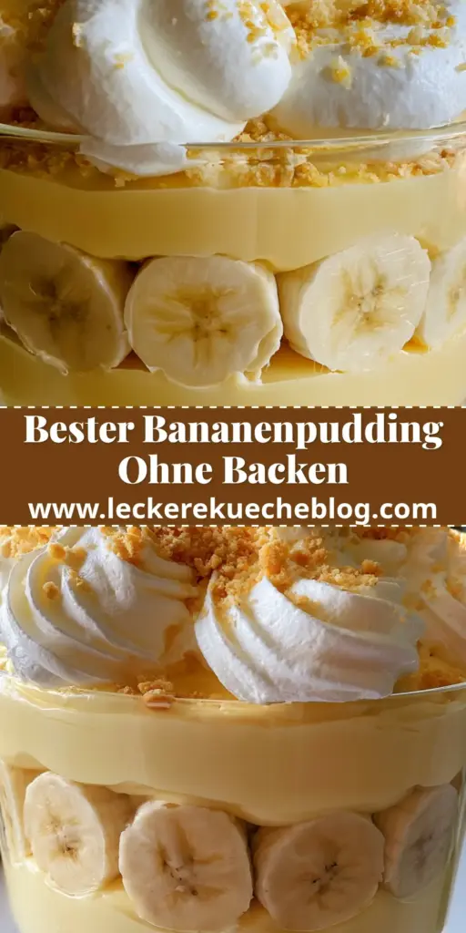 Ein hohes Trifle-Glas gefüllt mit Schichten aus Vanillewaffeln, gelbem Bananenpudding und Sahnehaube. (bananenpudding)