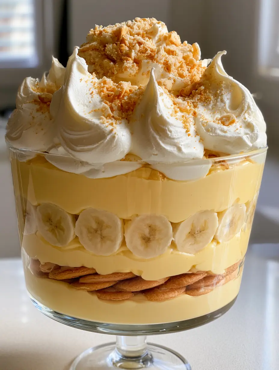 Nahaufnahme der ästhetischen Puddingschichten und Bananenscheiben im Glas. (bananenpudding)