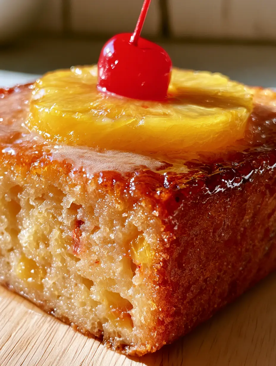 Nahaufnahme einer dicken Scheibe Ananas-brot mit sichtbaren Ananasstücken, Vanillepunkten und einer schimmernden Glasur. (ananas-brot)
