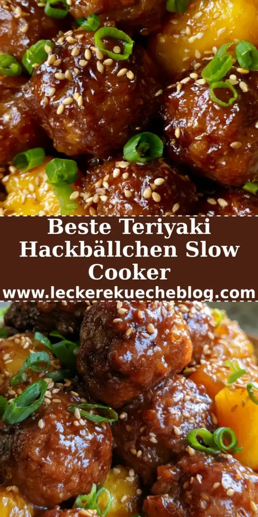 Slow cooker teriyaki-hackbällchen: Das ultimative Rezept für saftige Fleischbällchen mit Ananas 4 Nahaufnahme von glänzenden Teriyaki-Hackbällchen mit Ananas und Sesam in einer Schüssel. (slow cooker teriyaki-hackbällchen)